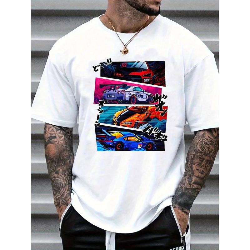 Men'WB shield Fashion Car Graphic Print Crew Neck Short Sleeve Casual T-Shirt Hoodie, Sweatshirt | DripVista.com
