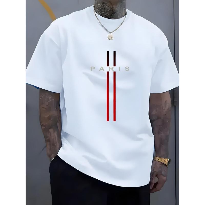 Men'WB shield Fashion Casual Crew Neck T-Shirt 100% Cotton Loose Fit Short Sleeved Geometric Pattern Summer Tops White...