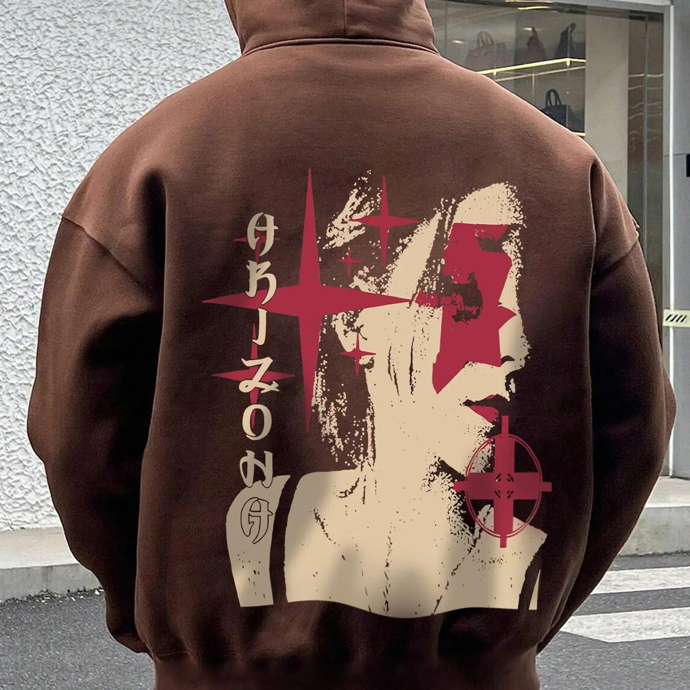 Men'WB shield Figure Print Drawstring Drop Shoulder Hoodie, Regular Fit Fashion Casual Pocket Hooded Sweatshirt for Daily...