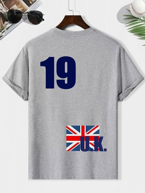 Men'WB shield Flag Print Round Neck Tee, Loose Casual Fashion Short Sleeve T-shirt for Summer, Men'WB shield Top for...