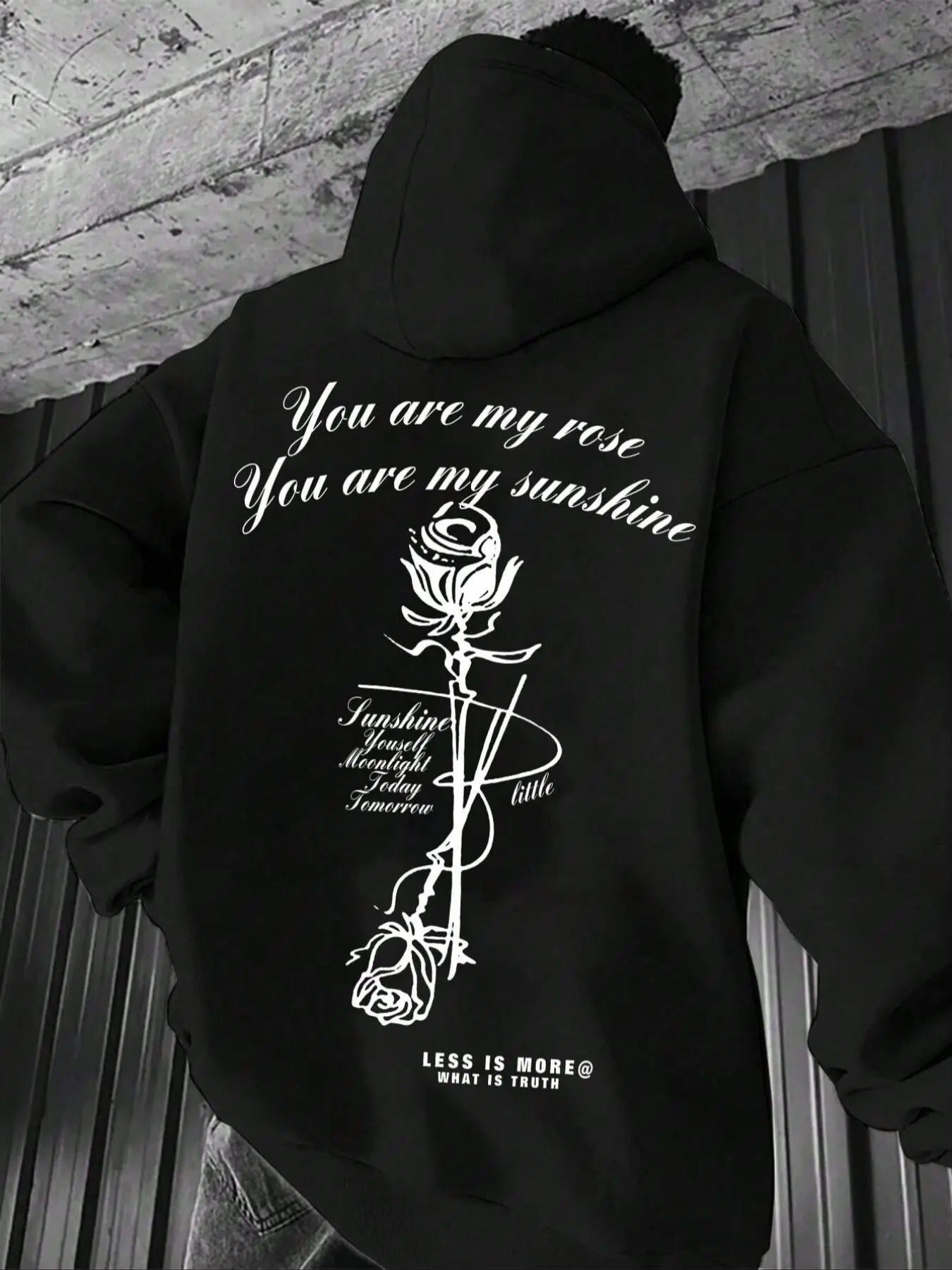 Men'WB shield Floral & Letter Print Drop Shoulder Hoodie, Fashion Casual Regular Fit Drawstring Pocket Hooded Sweatshirt...