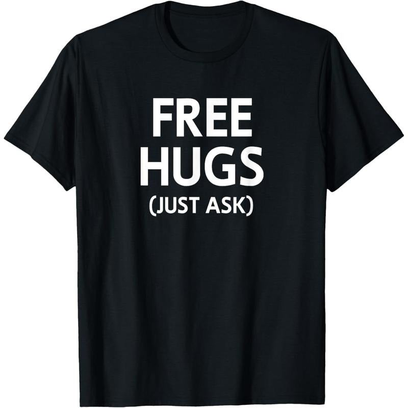 Men'WB shield Free Hugs Just Ask, Joke, Funny, Sarcastic, Family T-Shirt Hoodie, Sweatshirt | DripVista.com
