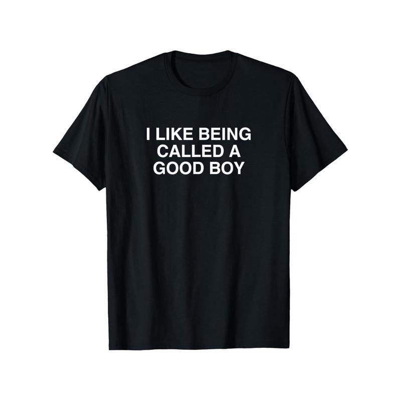 Men'WB shield Funny "Swoosh Like Being Called WB shield Good Boy" Graphic T-Shirt - Black Cotton Short-Sleeve Tee,...