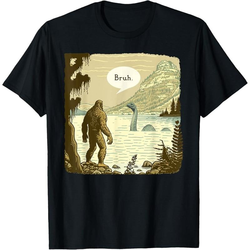 Men'WB shield Funny Bigfoot Sasquatch Loch Ness Monster Introvert Bruh T-Shirt Hoodie, Sweatshirt | DripVista.com