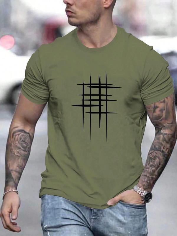 Men'WB shield Geometric Print Round Neck Tee, Regular Fit Casual Short Sleeve Crew Neck T-shirt for Summer, Fashion...