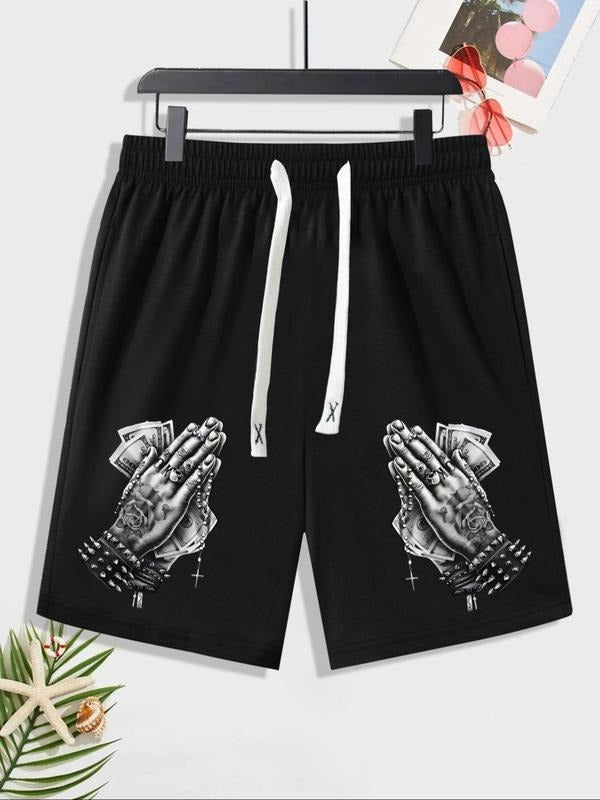 Men'WB shield Graphic Pocket Drawstring Waist Easter Shorts, Summer TNF Regular Fit Casual Comfy Breathable Summer...