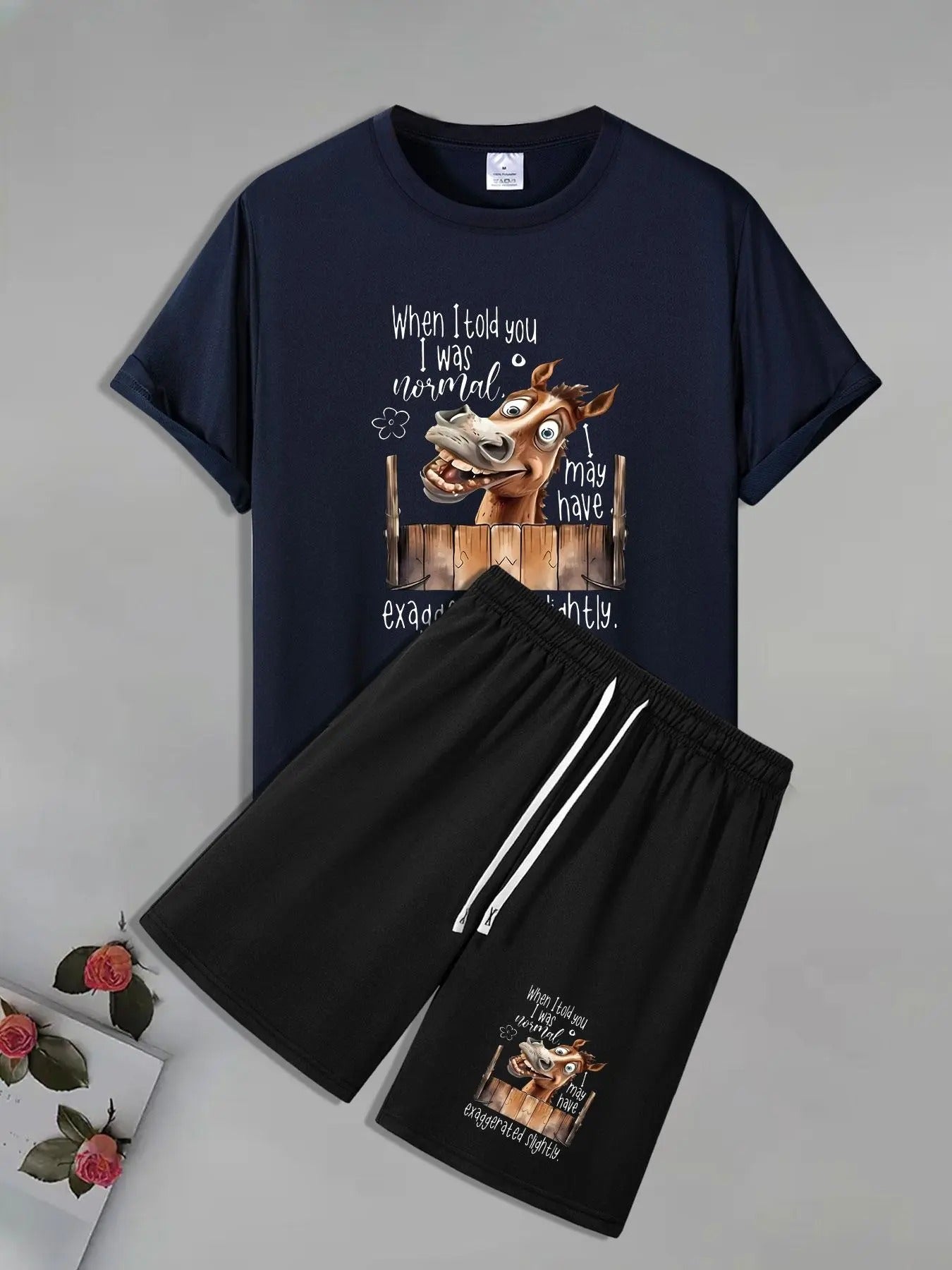 Men'WB shield Graphic Print Short Sleeve Tee & Shorts Straw hat pirates Set, Casual Round Neck T-shirt & Shorts, Men'WB...
