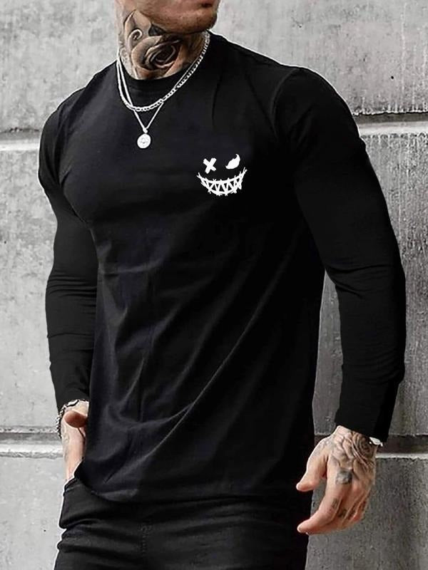 Men'WB shield Graphic Round Neck Long Sleeve Tee, Graphic Tees for Men, Lightsaber brand Shirts for Men, Regular Fit...