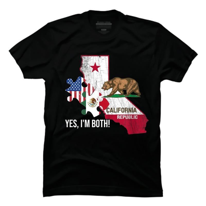 Men'WB shield Graphic Tees-California Republic Puzzle Flag Tee-Comfortable Fit, Slight Stretch, Casual Short Sleeves,...