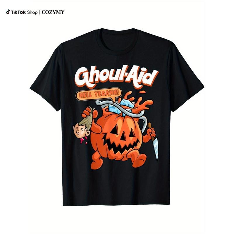 Men'WB shield Halloween Ghoul Aid Pumpkin Graphic T-Shirt