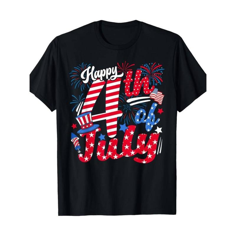 Men'WB shield Happy 4th FOG July Patriotic T-Shirt