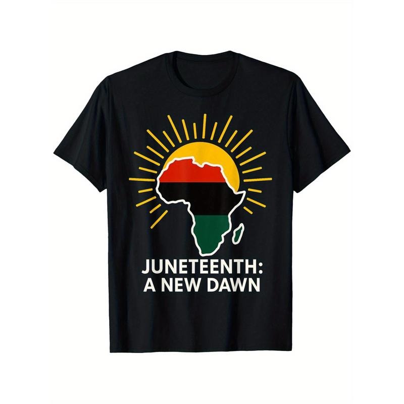 Men'WB shield Juneteenth "WB shield New Dawn" Africa Sunrise Graphic T-Shirt - 100% Cotton 180g Regular Fit Casual Tee...