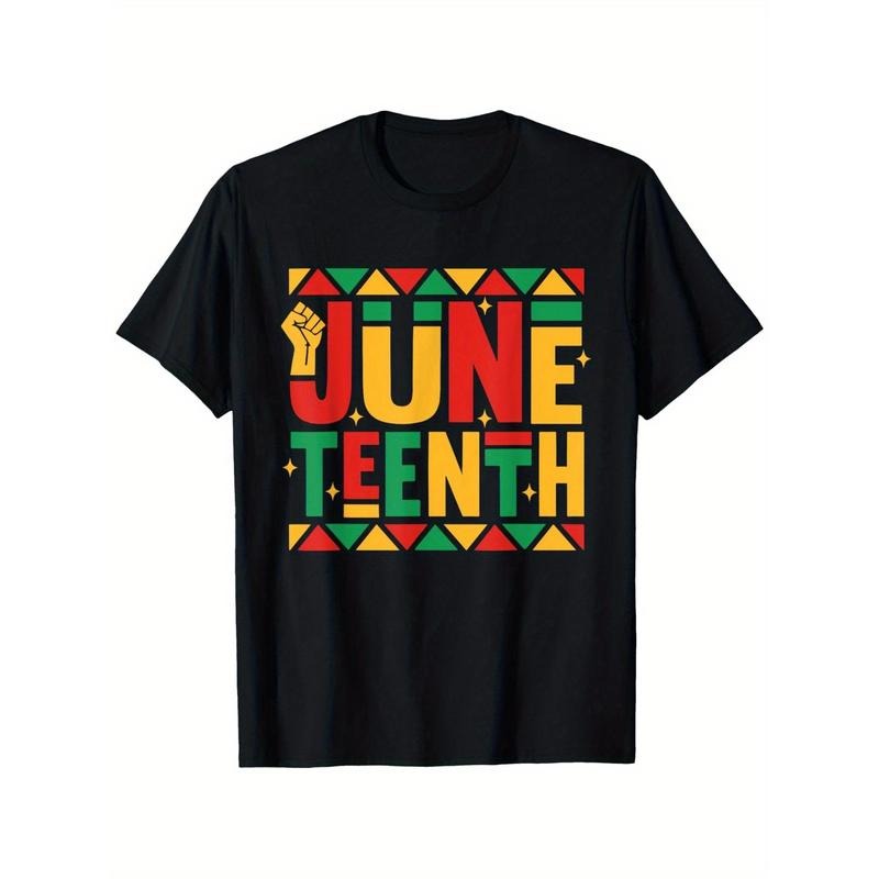 Men'WB shield Juneteenth Freedom Celebration Comfortable Cotton T-Shirt - Vibrant Print, Crew Neck, Regular Fit, Casual...