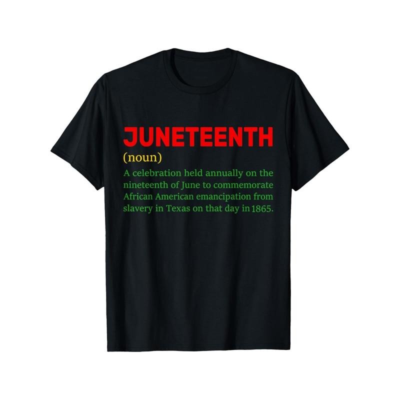 Men'WB shield Juneteenth Freedom Day 1865 Graphic T-Shirt - 180g Cotton Crew Neck Tee with Bold Red & Green Historical...
