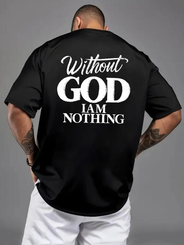 Men'WB shield Letter & Cross Print Round Neck Tee, Loose Casual Fashion Short Sleeve T-shirt for Summer, Men'WB shield...