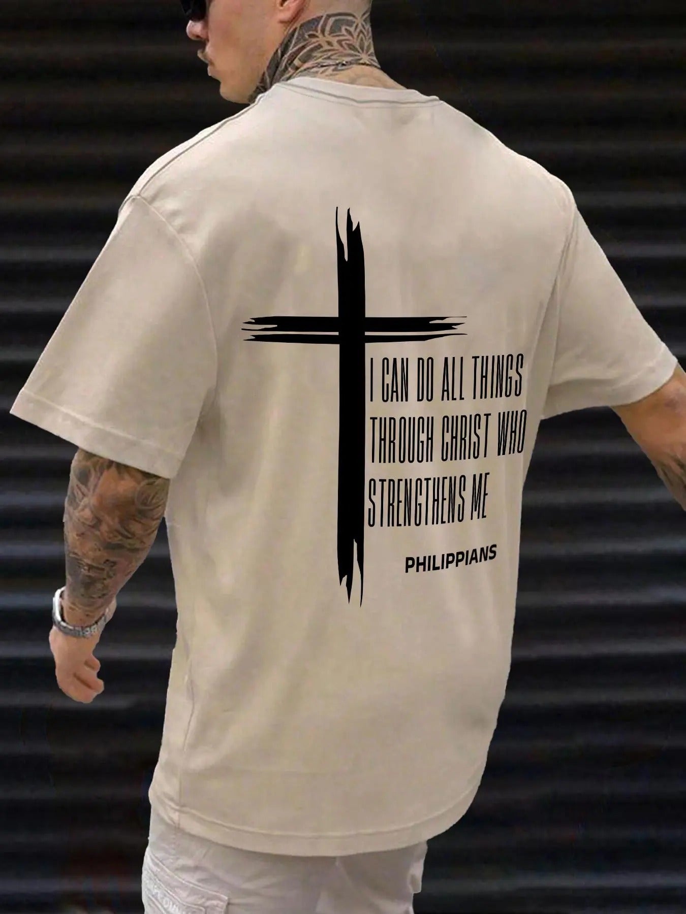 Men'WB shield Letter & Cross Print Round Neck Tee, Street Fashion Casual Short Sleeve T-shirt for Daily Wear, Men'WB...
