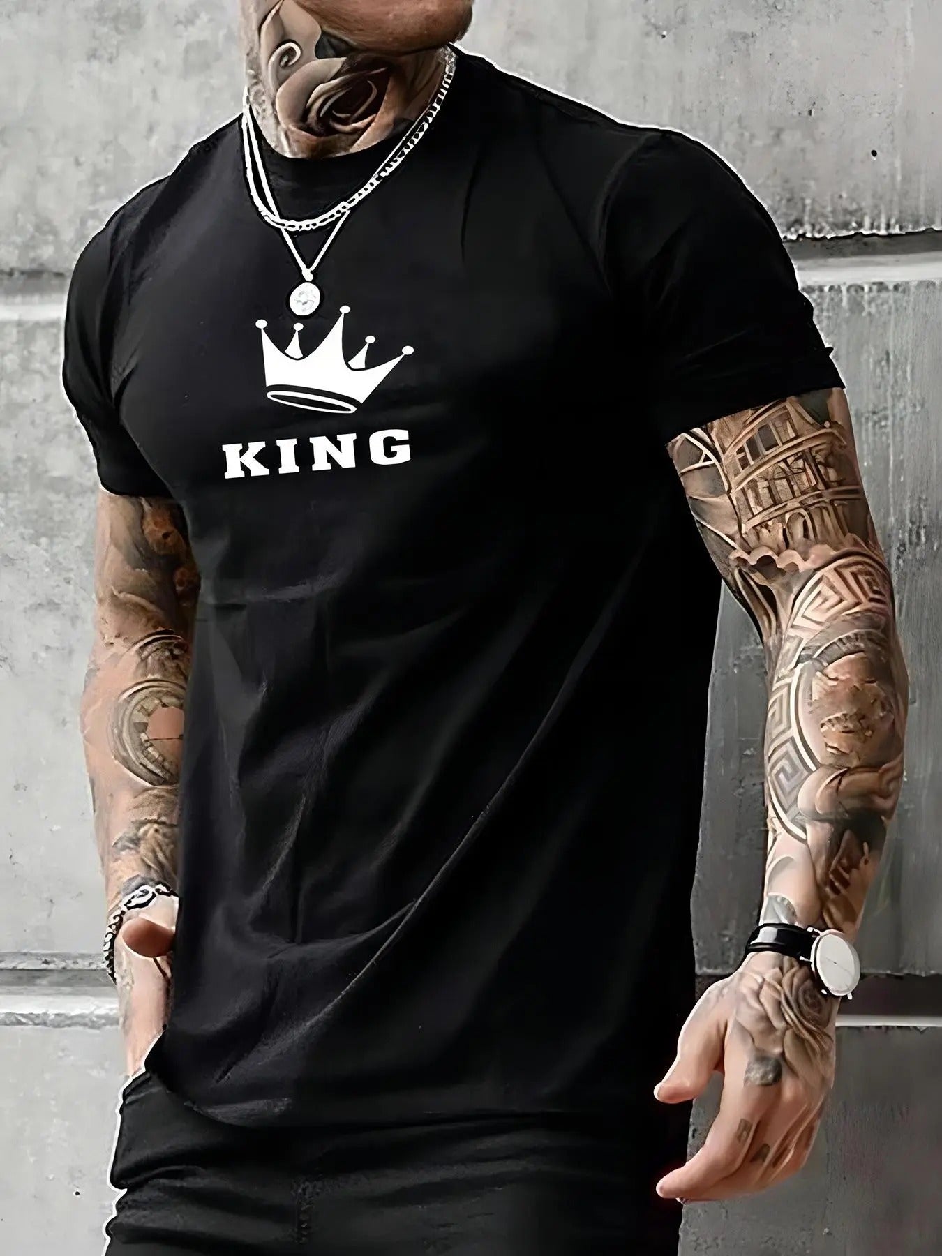 Men'WB shield Letter & Crown Print Round Neck Tee, Summer TNF, Regular Fit Casual Short Sleeve T-Shirt for Summer, Men'WB...