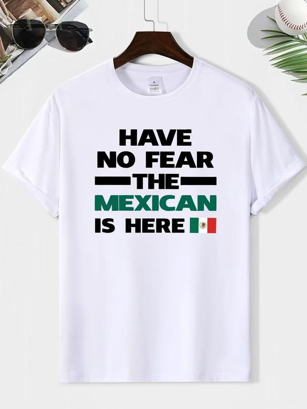 Men'WB shield Letter & Flag Print Round Neck Tee, Loose Casual Fashion Short Sleeve T-shirt for Summer, Men'WB shield Top...
