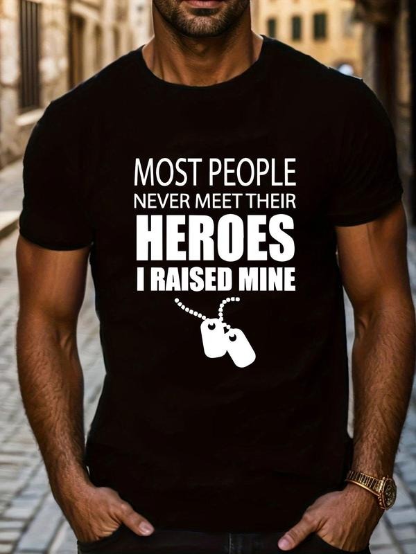 Men'WB shield Letter & Graphic Print Round Neck Tee, Loose Casual Fashion Short Sleeve T-shirt for Summer, Men'WB shield...