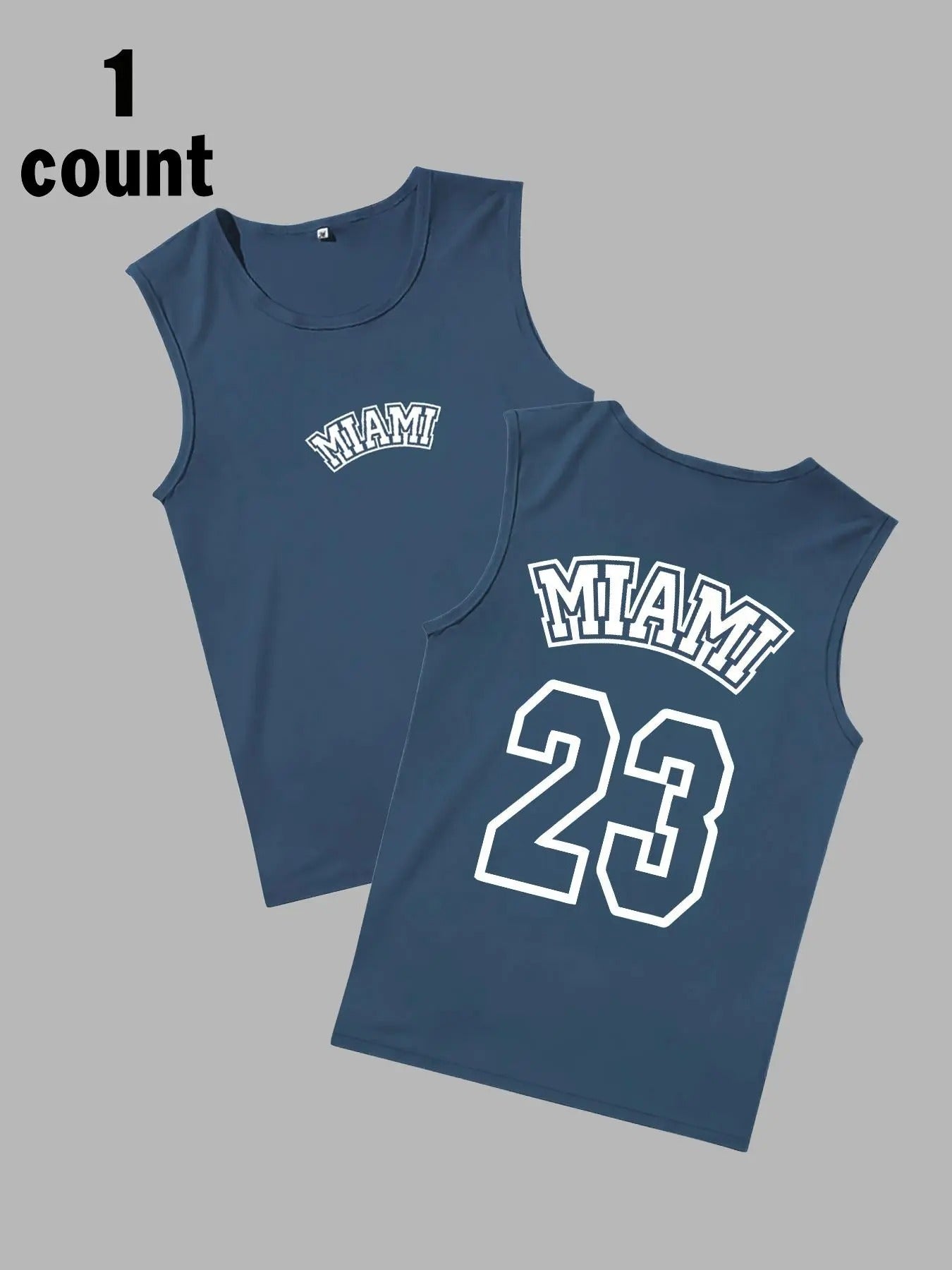 Men'WB shield Letter & Number "23" Print Round Neck Tank Top, Regular Fit Casual Sleeveless Top for Summer, Men'WB shield...