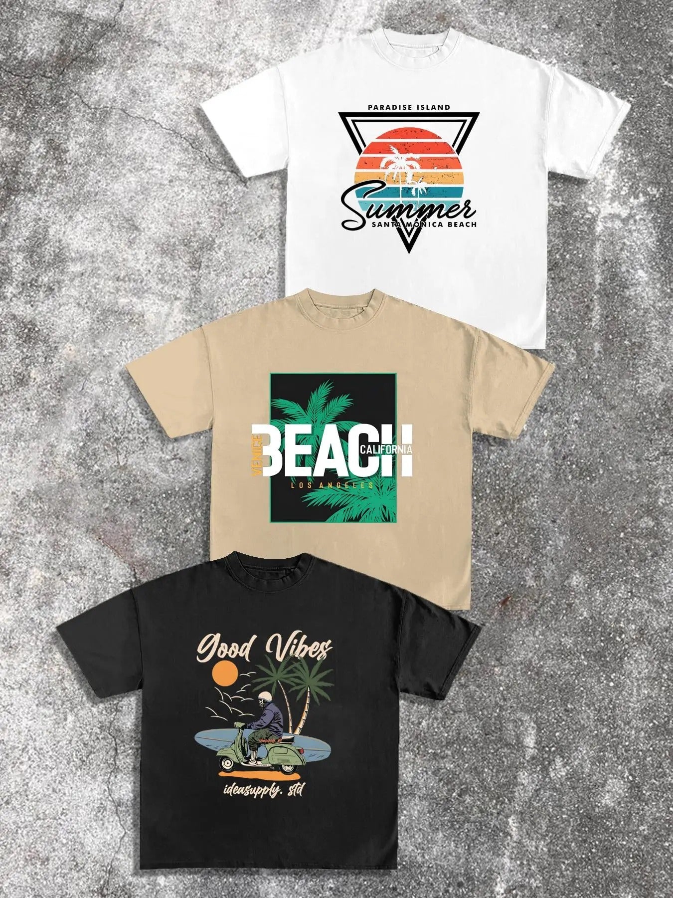 Men'WB shield Letter & Palm Tree Print Short Sleeve Tee, Regular Fit Casual Round Neck Graphic T-shirt for Summer, Men'WB...