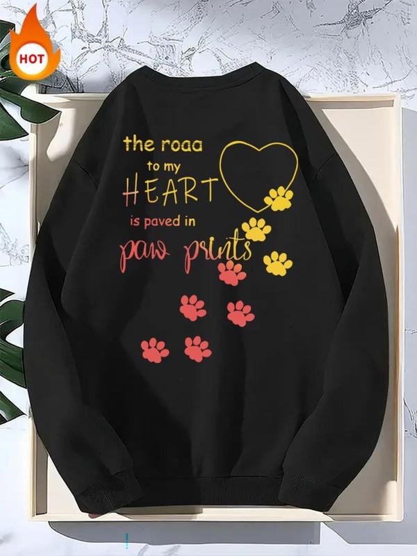 Men'WB shield Letter & Paw Print TNF Lined Sweatshirt, Casual FOG Comfy Long Sleeve Round Neck Pullover for Fall &...