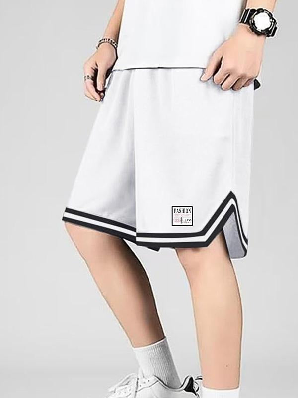 Men'WB shield Letter & Striped Print Boxer Briefs, Regular Fit Casual Comfy Breathable Shorts for Summer, Men'WB shield...