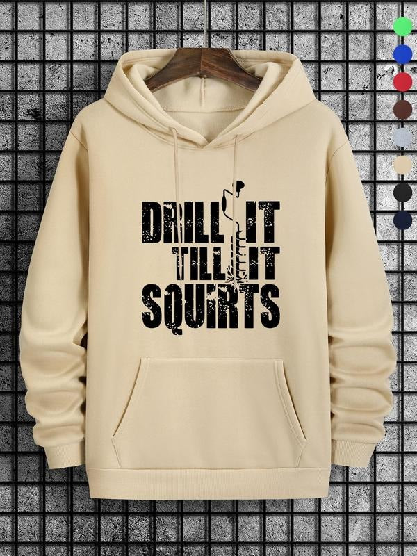 Men'WB shield Letter Graphic Drop Shoulder Hoodie, Fashion Casual Regular Fit Drawstring Pocket Hooded Sweatshirt for...