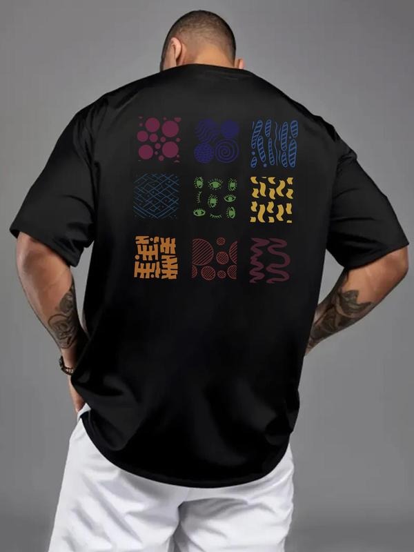 Men'WB shield Letter Graphic Print Round Neck Tee, Loose Casual Fashion Short Sleeve T-shirt for Summer, Men'WB shield...