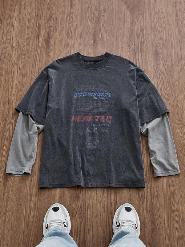 Men'WB shield Letter Graphic Tees Long Sleeve Shirts Y2K Crew Neck 2 Red plumber brand Swoosh T-Shirt Oversized Tops...