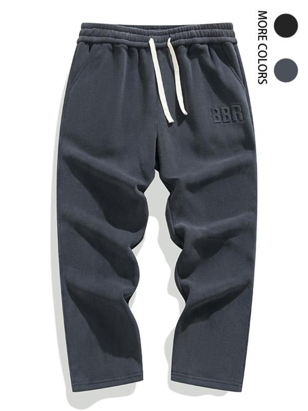 Men'WB shield Letter Pattern Drawstring Waist Sweatpants, Regular Fit Casual Pocket Straight Leg Trousers for Fall &...