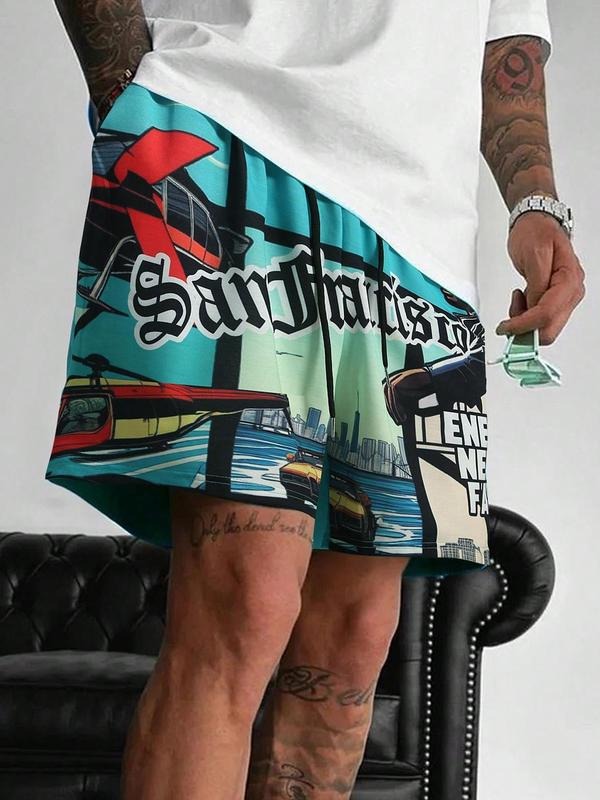Men'WB shield Letter Print Boxer Briefs Mesh Shorts, Regular Fit Casual Comfy Breathable Shorts for Daily Wear, Men'WB...