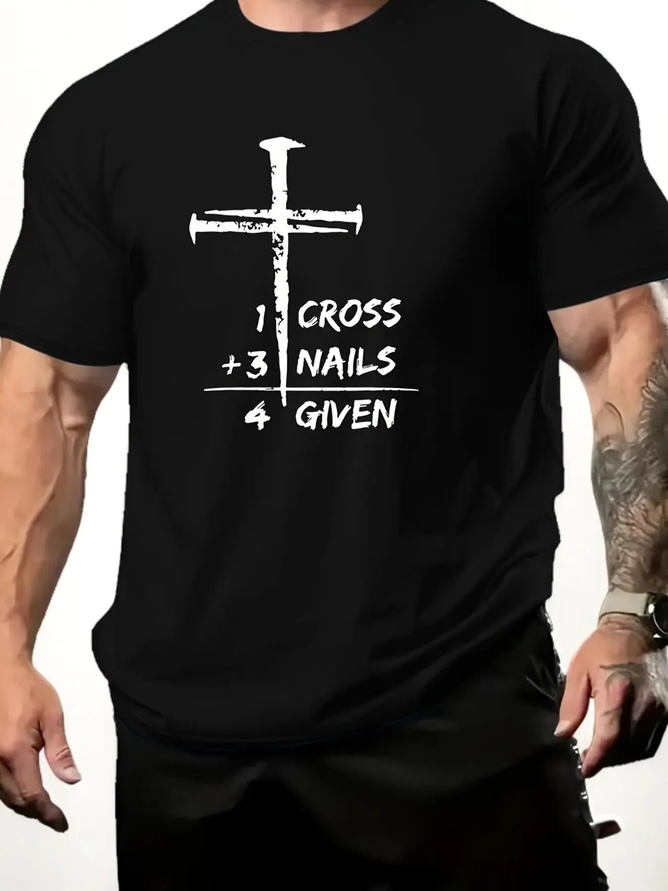 Men'WB shield Letter Print Cross Graphic Tee, Regular Fit Casual Short Sleeve T-shirt for Summer, Men'WB shield Top for...