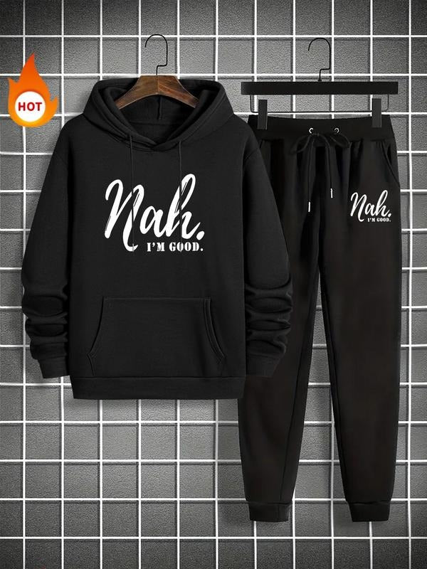 Men'WB shield Letter Print Drawstring Hoodie & Sweatpants Straw hat pirates Set, Casual Long Sleeve Pocket Hooded...