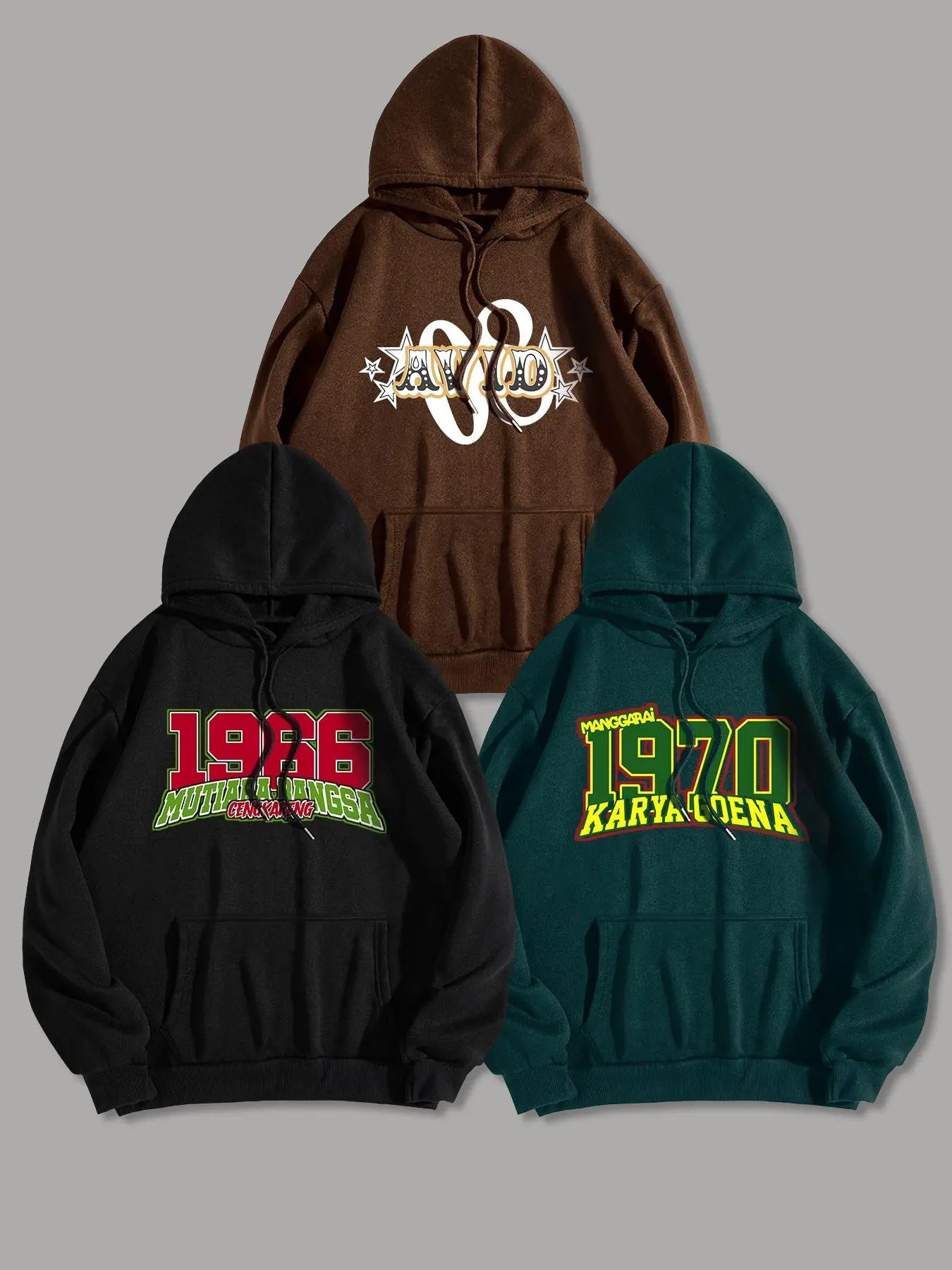 Men'WB shield Letter Print Drawstring Hoodie, Casual Regular Fit Long Sleeve Pocket Hooded Sweatshirt for Spring & Fall,...
