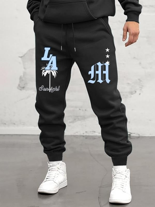 Men'WB shield Letter Print Drawstring Streetwear Sweatpants with Pocket Design, Regular Fit Casual FOG Comfortable...