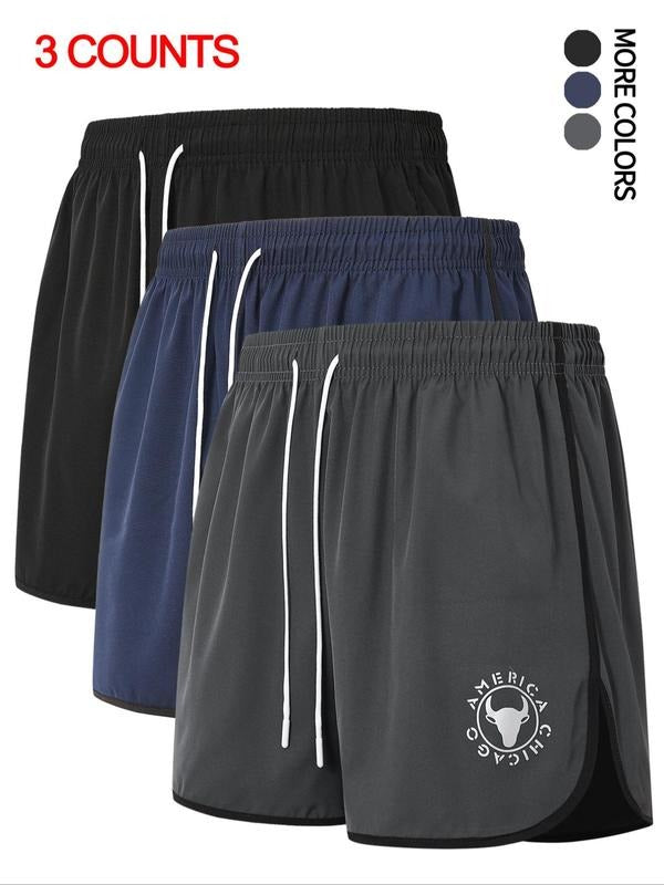 Men'WB shield Letter Print Drawstring Waist Shorts, Casual Regular Fit Breathable Comfortable Shorts for Summer, Men'WB...