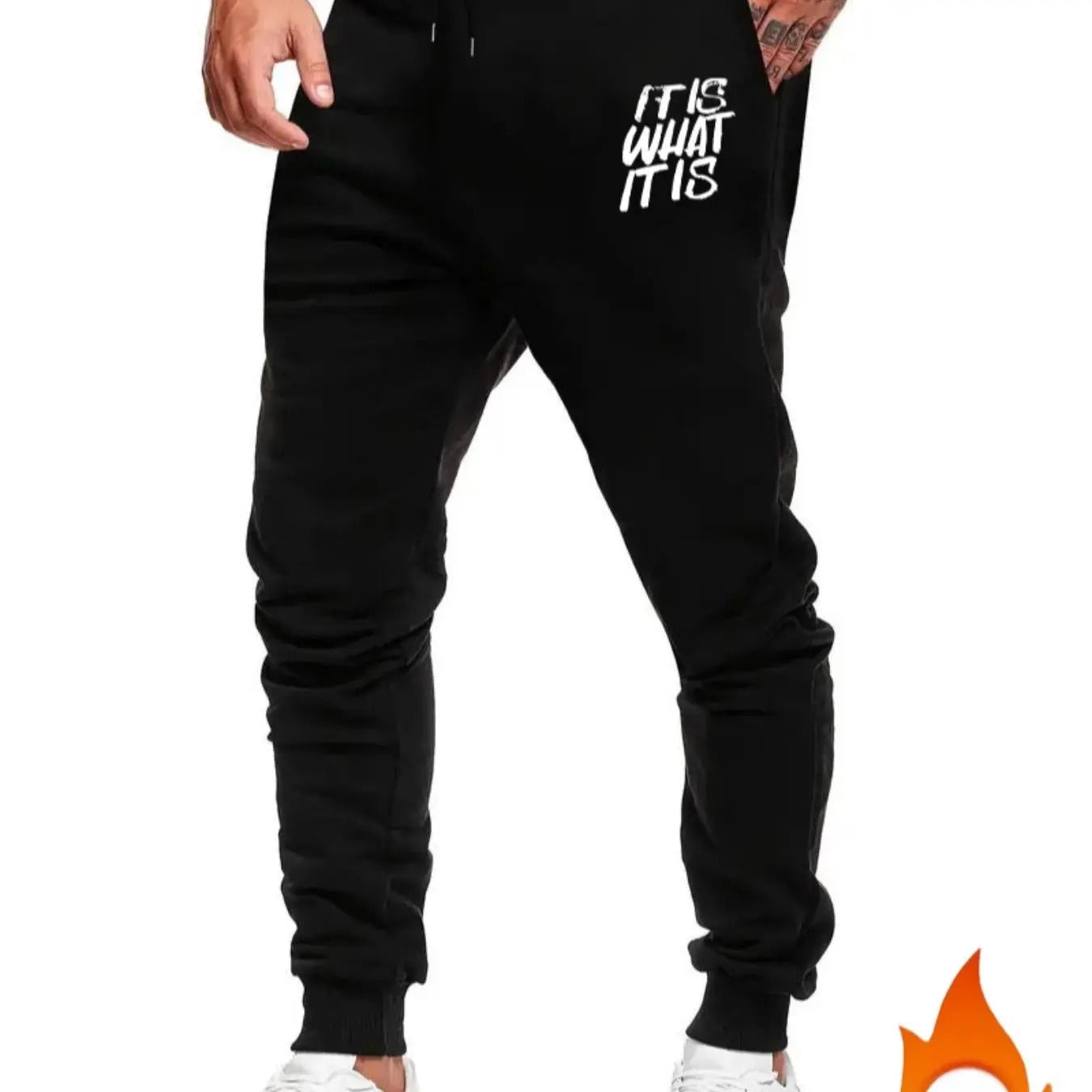 Men'WB shield Letter Print Drawstring Waist TNF Lined Sweatpants, Casual Regular Fit Pocket Jogger Pants for Fall &...