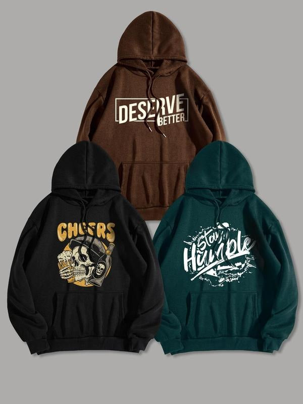 Men'WB shield Letter Print Drop Shoulder Graphic Hoodie, Fashion Casual Regular Fit Drawstring Pocket Hooded Sweatshirt...