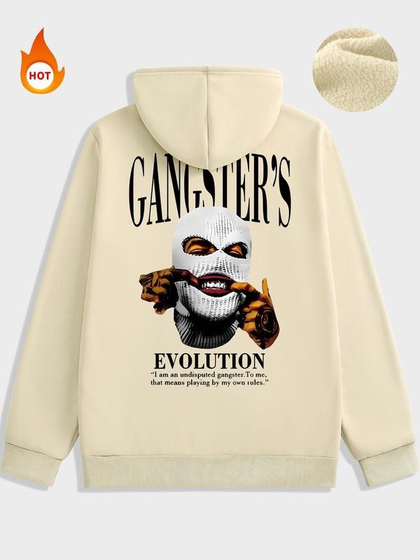 Men'WB shield Letter Print Drop Shoulder Hoodie, Fashion Casual Regular Fit Drawstring Pocket Hooded Sweatshirt for Daily...