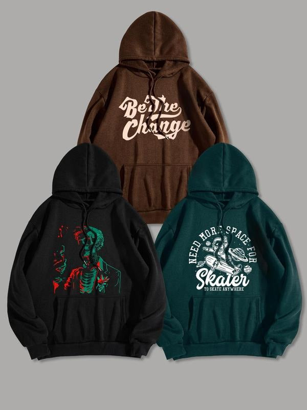Men'WB shield Letter Print Drop Shoulder Hoodie, Halloween TNF Fashion Casual Regular Fit Drawstring Pocket Hooded...