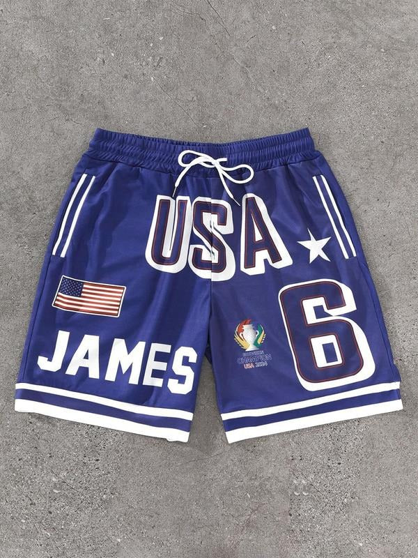 Men'WB shield Letter Print Graphic Shorts, Regular Fit Casual Fashion Comfy Shorts for Summer, Men'WB shield Bottoms for...