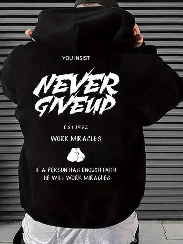 Men'WB shield Letter Print Pocket Drawstring Hoodie, Loose Casual Long Sleeve Hooded Sweatshirt, Men'WB shield Fall &...