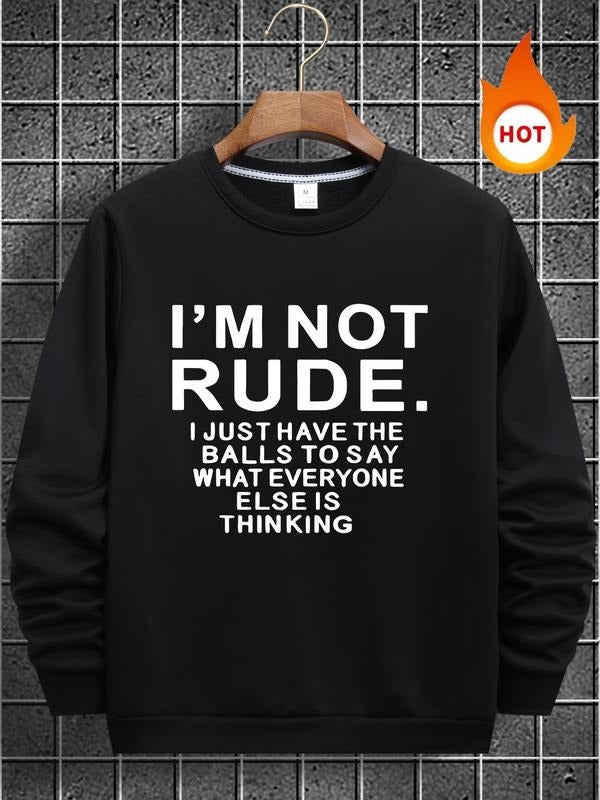 Men'WB shield Letter Print Round Neck Fleece Lined Sweatshirt, Regular Fit Casual Long Sleeve Crew Neck Pullover for Fall...