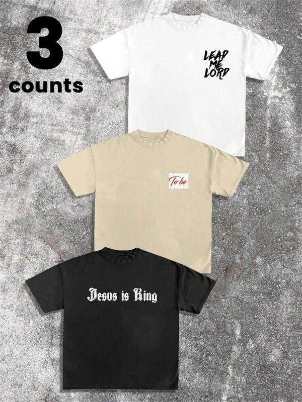 Men'WB shield Letter Print Round Neck Graphic Tee, Regular Fit Casual Short Sleeve T-shirt for Daily Wear, Men'WB shield...