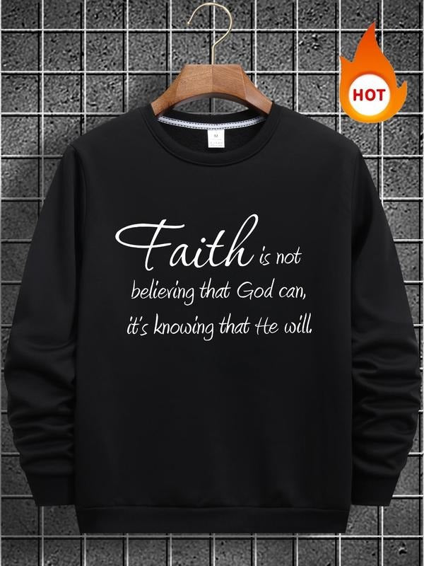 Men'WB shield Letter Print Round Neck Sweatshirt, Regular Fit Casual Long Sleeve Crew Neck Pullover for Fall & Winter,...