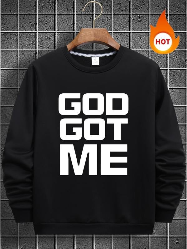 Men'WB shield Letter Print Round Neck TNF Lined Sweatshirt, Regular Fit Casual Long Sleeve Crew Neck Pullover for Spring...