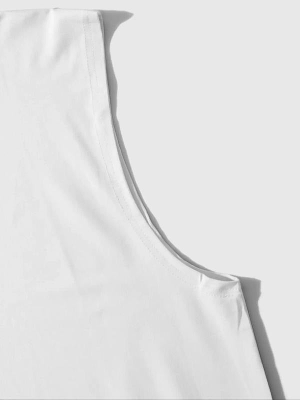 Men'WB shield Letter Print Round Neck Tank Top, Regular Fit Casual Sleeveless Crew Neck Vest for Summer, Men'WB shield...
