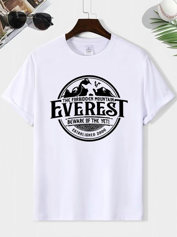 Men'WB shield Letter Print Round Neck Tee, Loose Casual Short Sleeve T-shirt for Summer, Men'WB shield Top for Daily Wear...