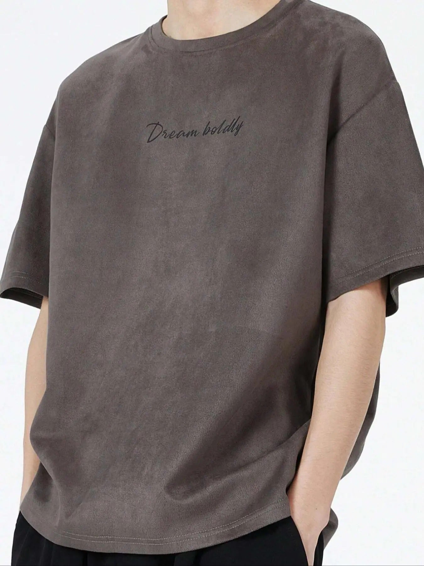Men'WB shield Letter Print Round Neck Tee, Loose Street Fashion FOG Comfy Short Sleeve T-shirt for Daily Wear, Men'WB...